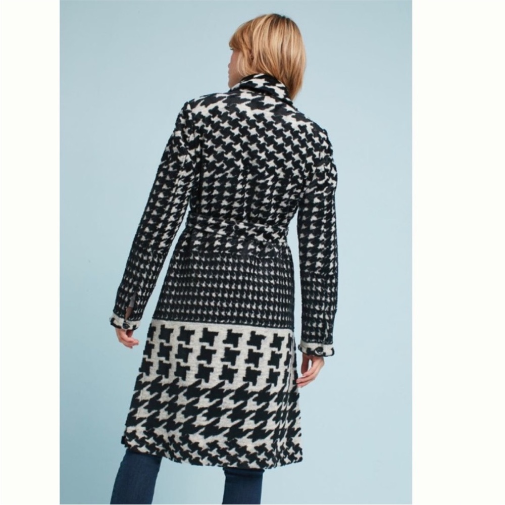 SOLD——Anthropologie Black and White Houndstooth Women’s Sweater Coat - Picture 5 of 12